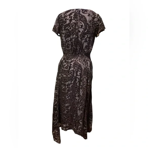 Beautiful Reba holiday dress!  Velvet, handkerchief cut skirt. Chocolate brown - Picture 4 of 7